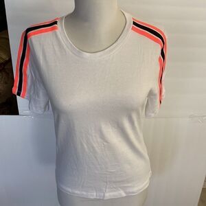 Off duty white fluorescent pink black stripe no fabric content possible cotton